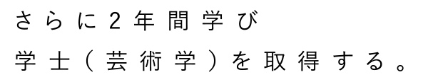 さらに2年間学び学士（芸術学）を取得する。