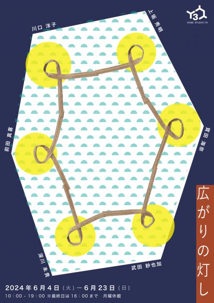 6/4~6/23 非常勤講師の上坂秀明さん、川口洋子さん、卒業生の前田真喜さん、深川未貴さん、助手の武田紗也加さんが、KOBE STUDIO Y3(兵庫)にて「広がりの灯し」を開催されます。0